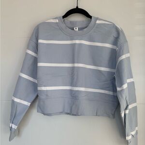 Lululemon Athletica Blue and White Striped Sweatshirt